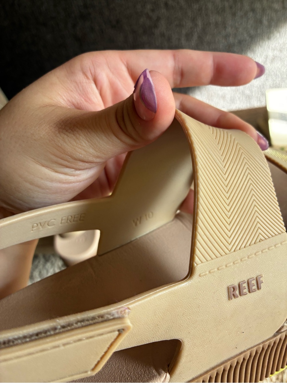 Reef Water Vista Higher Platform Sandals In Tan With Lime Green Accent - Picture 6 of 7